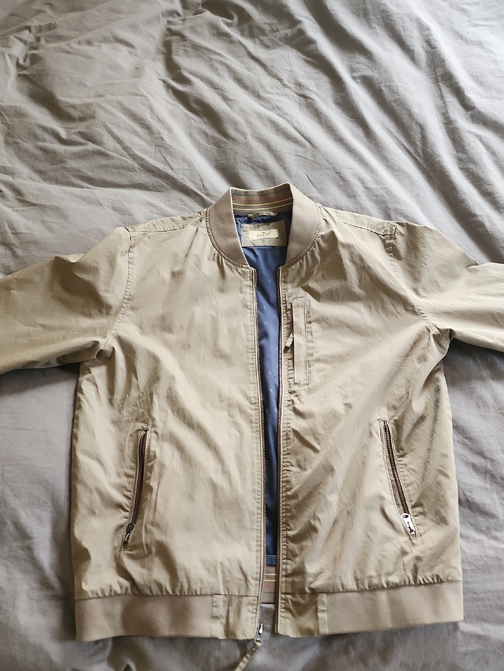 Men's Lightweight Beige Bomber Jacket